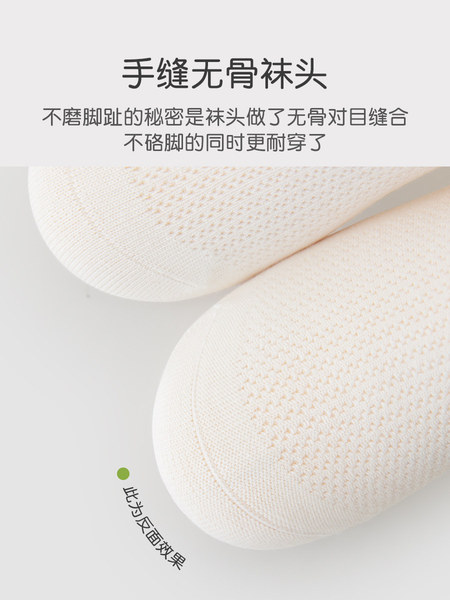 儿童袜子男童春夏季薄款纯棉透气防臭网眼运动学生袜无骨中筒白色 — 4