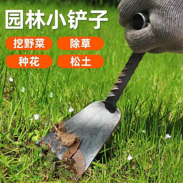 Digging shepherd's purse and garlic flowers tools, iron shovel planting vegetables, weeding outdoor shovel gardening digging wild vegetables artifacts, digging soil