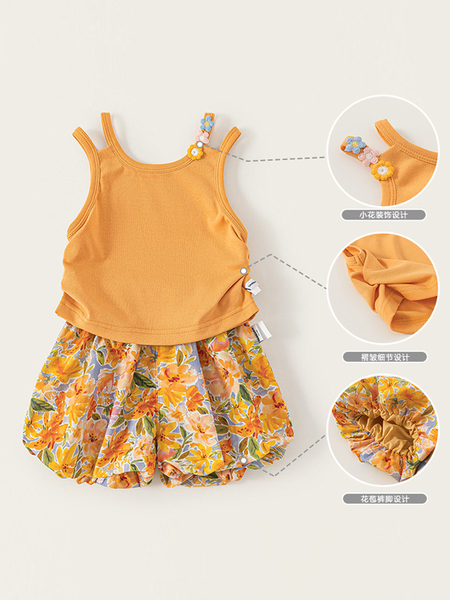 女童套装夏季甜美薄款背心花苞裤女宝夏天洋气吊带短裤宝宝衣服夏 — 5