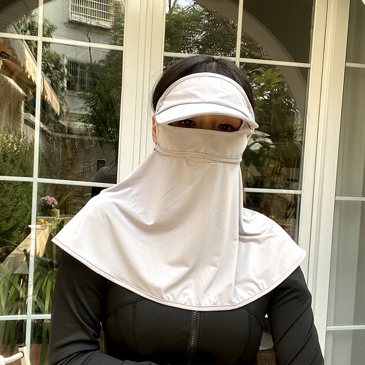 BRIM FACE GINI SUN PROTECTION MASK WOMENS SUMMER ANTI-UV ICE SILK COVER FULL FACE NECK COVER NECK COVER DRIVING MASK
