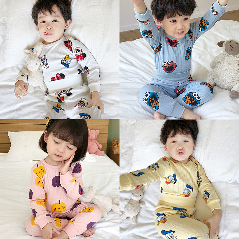 BABY AUTUMN CLOTHES AUTUMN PANTS SET COTTON BABY UNDERWEAR CHILDRENS MALE COTTON SWEATER WOMENS HIGH-WAISTED BELLY PROTECTION SPRING PAJAMAS