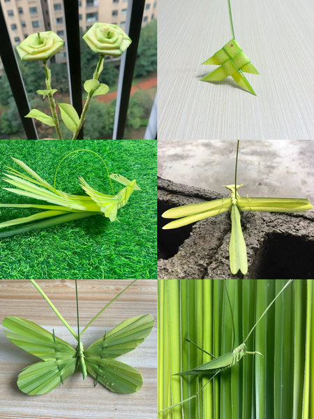 30种动物用棕叶编织草编动物学生手工作业摄影道具玩具蚂蚱蜻蜓等