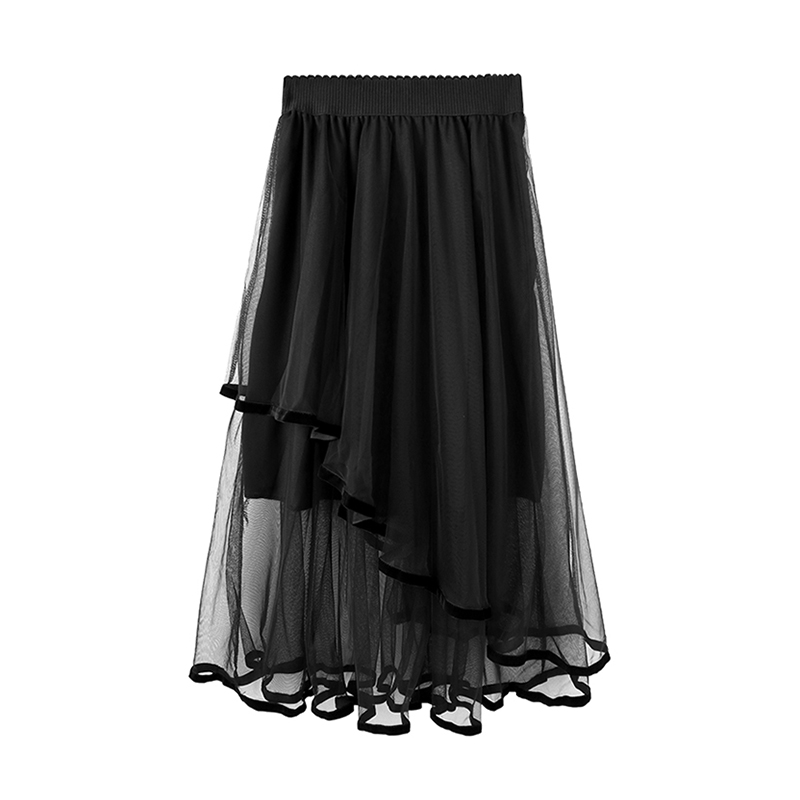 IRREGULAR SKIRT WOMENS HIGH-WAISTED THIN DESIGN SENSE NICHE MESH SKIRT WOMEN