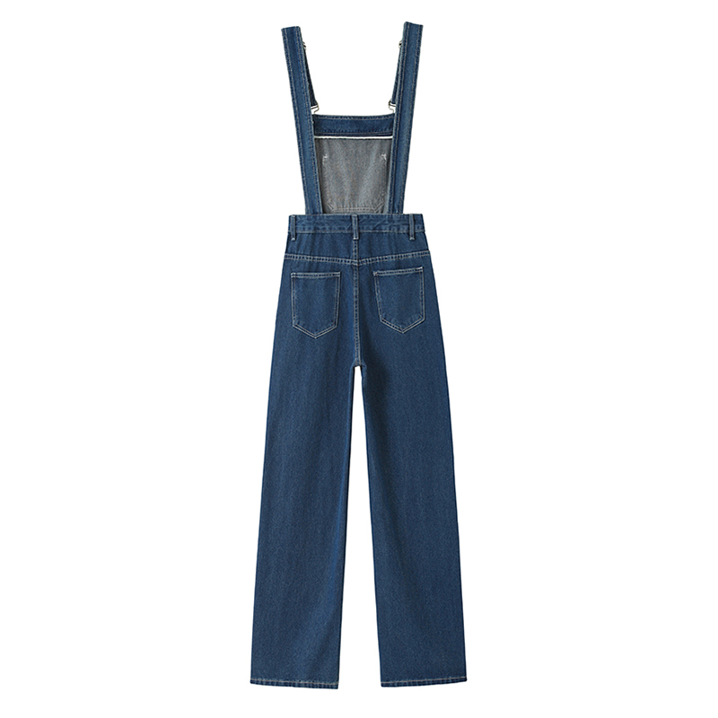 BRANDED DISCOUNT HIGH WAIST DENIM BIB WOMENS SMALL MAN KOREAN STRAIGHT WIDE-LEG JUMPSUIT