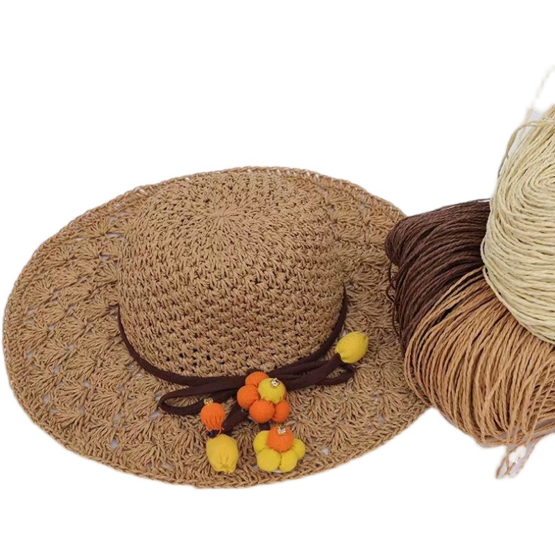 SECTION DYED RAFFIA SUMMER STRAW HAT THREAD HOOK HAT BAG SUMMER COOL HAT HAND-WOVEN DIY MATERIAL BAG HOOK NEEDLE THREAD
