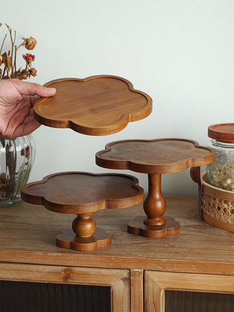 Suochu petals wooden dining tray ins style flowers wooden tray cake fruit dessert tray Japanese storage tray