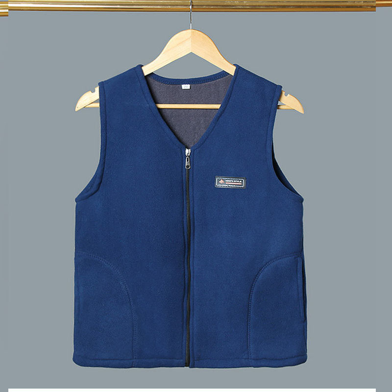 MIDDLE-AGED AND ELDERLY MENS VEST SPRING AUTUMN AND WINTER NEW LOOSE CASUAL HORSE CLIP SLEEVELESS SHOULDERED FLEECE FLEECE VEST JACKET