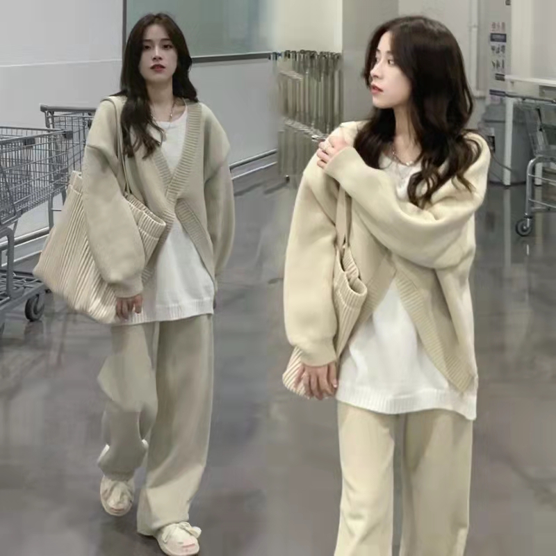 PREGNANT WOMEN AUTUMN SUIT FASHION 2024 DESIGN SENSE GENTLE WIND LOOSE CASUAL AUTUMN OUTING KNITTING TWO-PIECE SET
