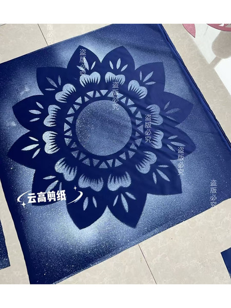 剪纸云肩走秀半成品印刷材料底稿图（默认发红色|