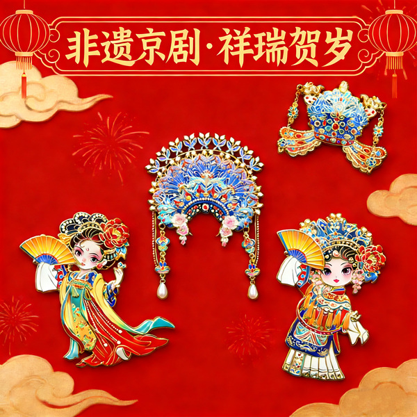 京剧人物金属冰箱贴磁吸故宫装饰磁贴北京文创中国风小礼物送老外