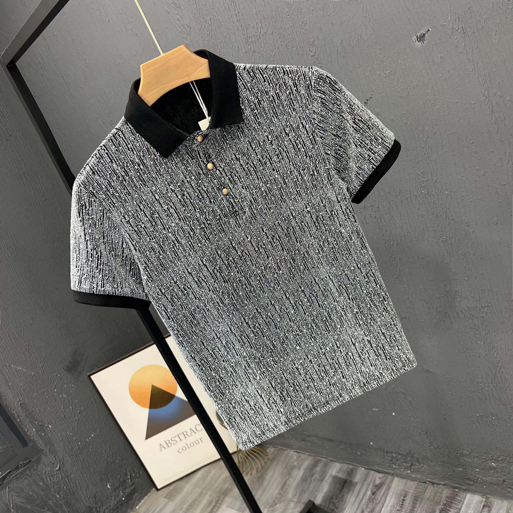 HIGH-CLASS HANDSOME CASUAL MENS SHORT SLEEVE T NEW ROLL-NECK POLO SHIRT SUMMER KOREAN STYLE TREND NICHE HALF-SLEEVED T-SHIRT