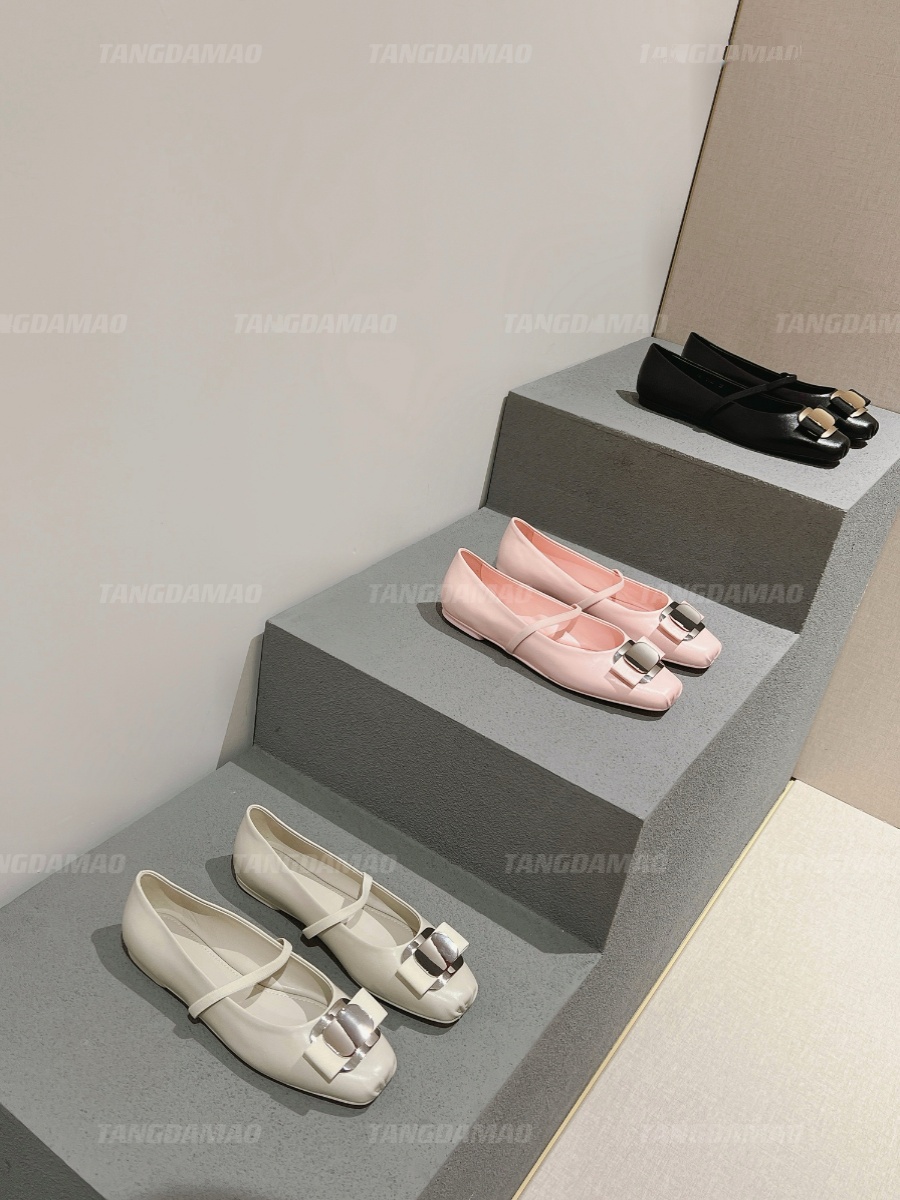 DON BIG CAT SILVER BALLET SHOES WOMENS SPRING 2025 NEW BOW FLAT LEATHER MARY JANE SHOES SINGLE SHOES
