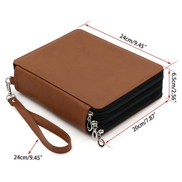 Hot-selling high-end 120-hole leather pencil bag art sketch brush colored pencil 120 color storage pencil case free shipping