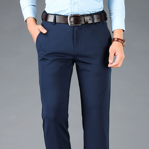 Летние эластичные повседневные брюки, тонкие штаны, пиджак классического кроя, костюм, свободный прямой крой, увеличенная толщина