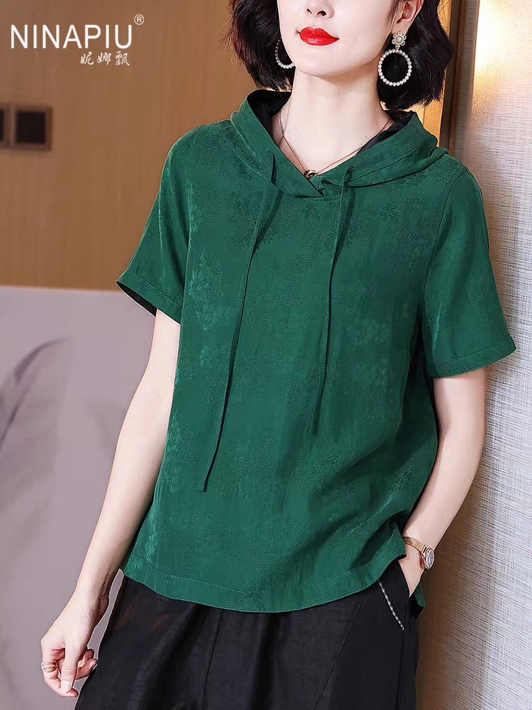 XIANGYUN 원사 후드 탑 커팅 페이퍼 패턴 여성용 여름 새로운 느슨한 후드 실크 풀오버 커팅 페이퍼 패턴 버전