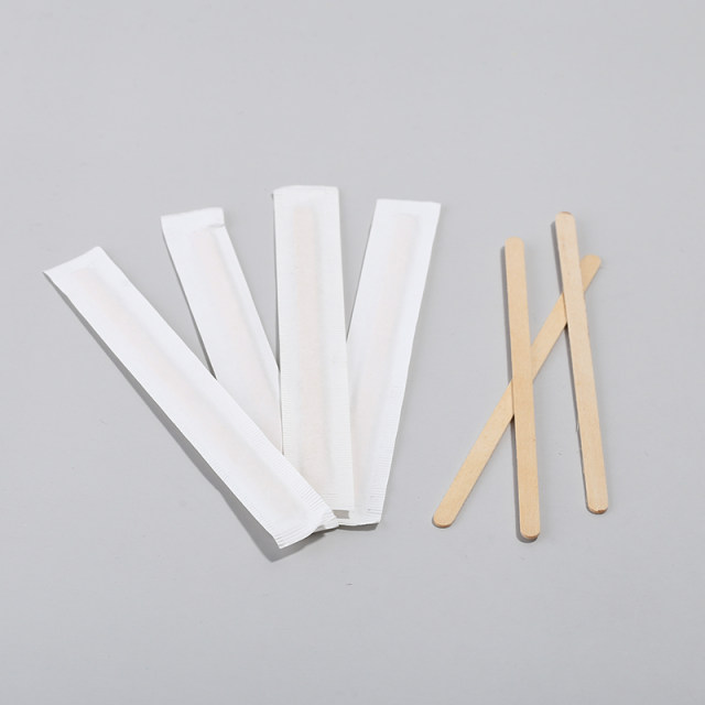 Customized special shape free shipping independent packaging mixing rod disposable wooden coffee stick spoon wooden color adjustment rod 14cm19cm