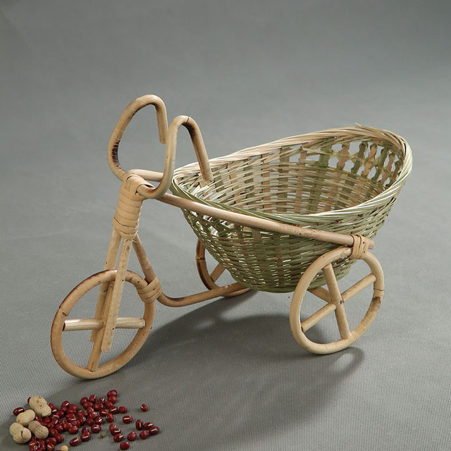 Pure handmade bamboo woven fruit basket dried fruit plate creative household storage basket steamed bun basket bamboo basket bamboo basket decoration ornament