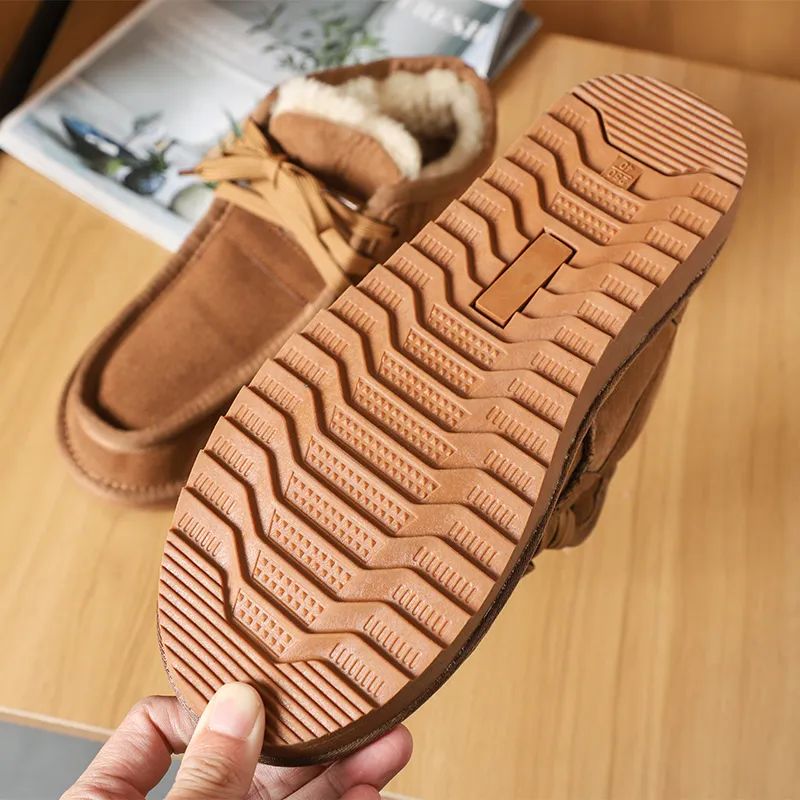 BRAVE THE COLD  FLEECE SHEARLING SHEEPSKIN AND NUBUCK COWHIDE UPPER MENS AND WOMENS LACE-UP CASUAL SHOES