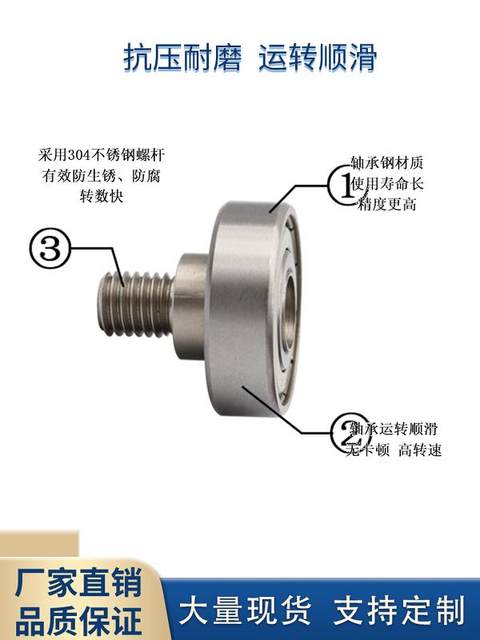 外螺纹轴承带螺杆不锈钢304轴承轮滚轮轴杆螺丝轨道小滑轮导向轮