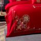 New Chinese style 200e wedding four-piece set red pure cotton embroidery six-piece set bed sheets cotton wedding bedding