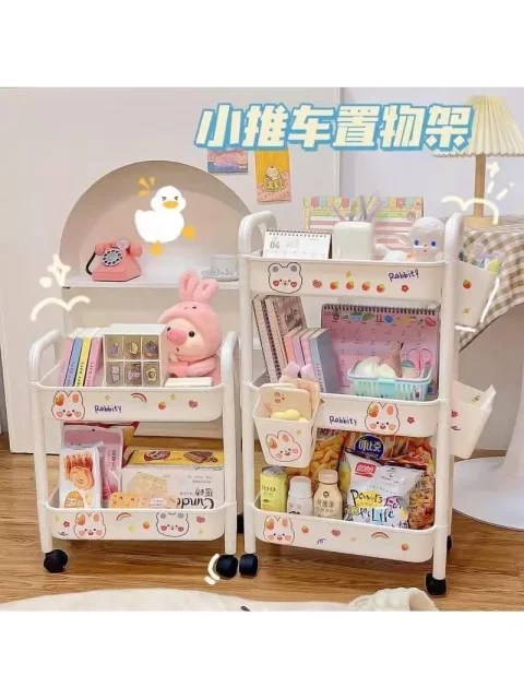 Cart storage rack floor-standing living room, kitchen, bathroom mobile multi-layer snack rack bedroom bedside storage rack