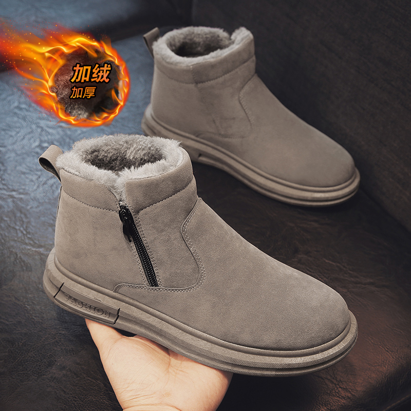 SNOW BOOTS MENS WINTER 2024 NEW VELVET ANTI-SLIP WARM NORTHEAST COTTON SHOES MENS THICKENED OUTDOOR COLD BOOTS