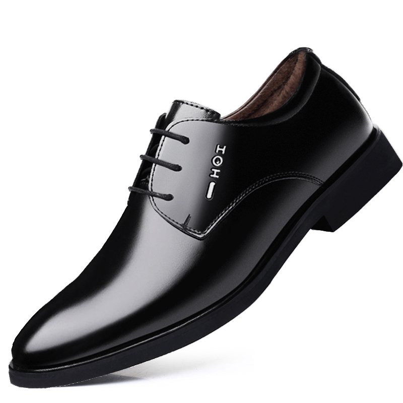 LEATHER SHOES MENS GENUINE LEATHER 2024 NEW WINTER VELVET WARM LEATHER SHOES BRITISH BUSINESS FORMAL WEAR CASUAL DAD COTTON SHOES
