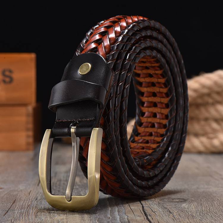 HAND-WOVEN BELTS MENS VINTAGE BELTS IMPORTED MATERIALS KOREAN FASHION BREATHABLE PINBUCKLE TROUSER BELTS