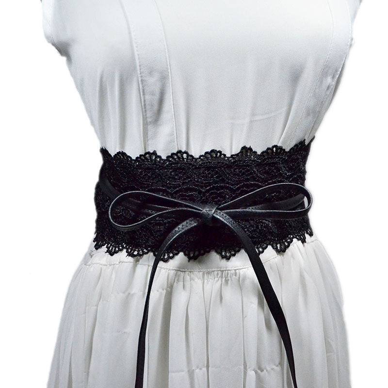 WOMENS CASUAL BELT LACE LACE BOW TIE DECORATED WAIST CLOSURE WOMENS WAIST TRIM VERSATILE WIDE WAIST CLOSURE
