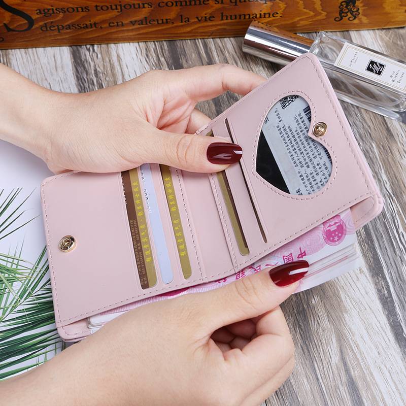 NEW LADIES WALLET FEMALE SHORT CUTE LITTLE FRESH SCHOOL GIRL TWO FOLD THIN SMALL WALLET MONEY CLIP COIN PURSE