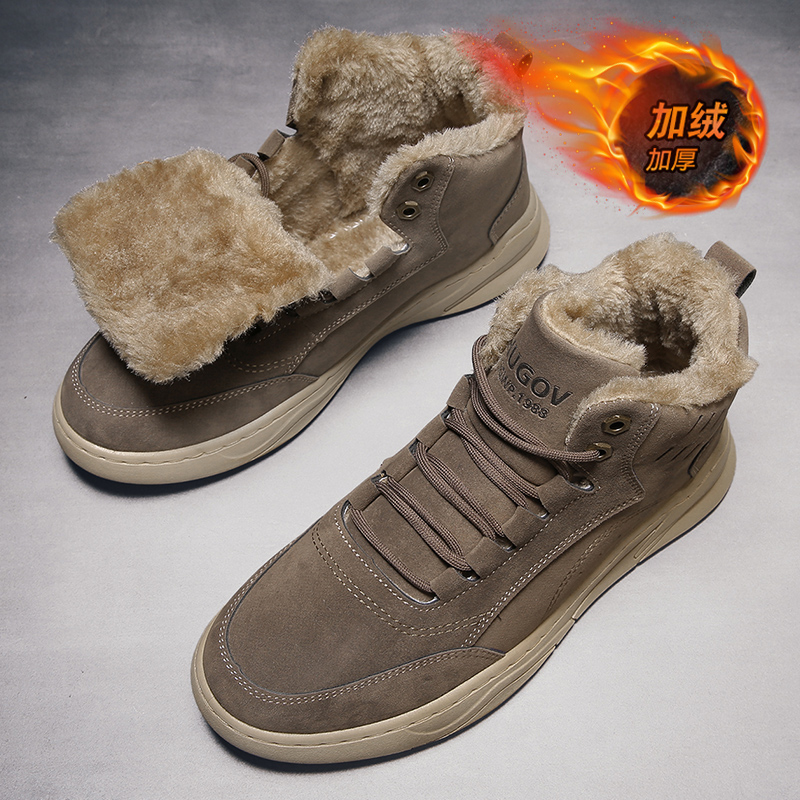 SNOW BOOTS MENS 2024 NEW WINTER FLEECE THICKENED WARM COTTON SHOES MENS ANTI-SLIP RETRO CARGO MARTIN BOOTS