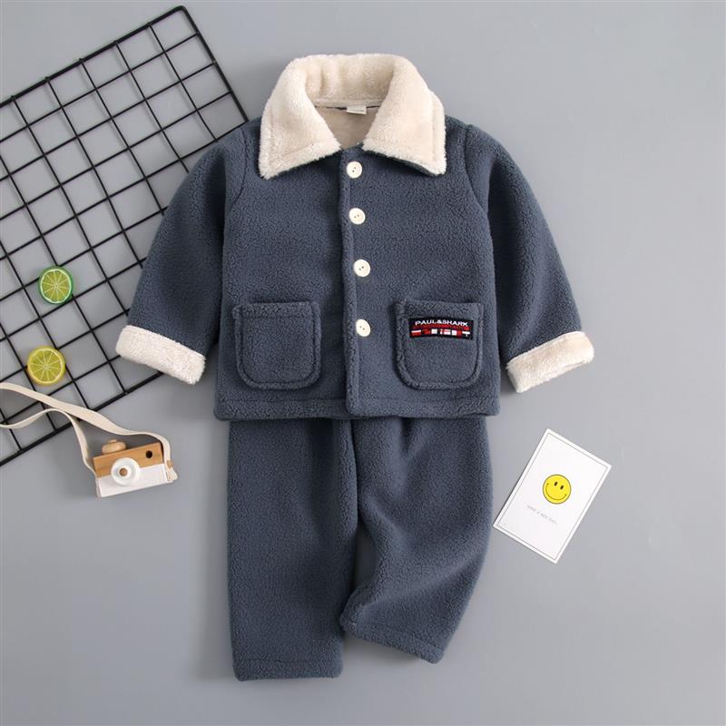 AUTUMN AND WINTER CHILDRENS FLANNEL MENS AND WOMENS PAJAMAS 1-9 YEARS OLD 2 THICKENED 3 BABY 5 LOUNGEWEAR 7 SETS