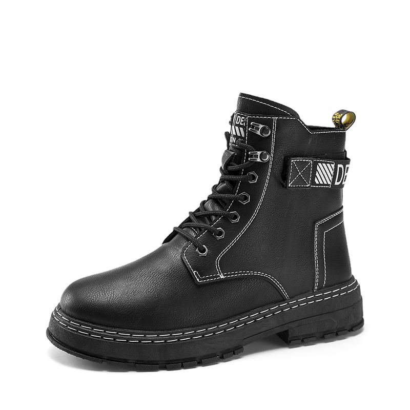 MARTIN BOOTS MENS WINTER BLACK BRITISH MENS SHOES VINTAGE MOTORCYCLE THICK-SOLED CARGO HIGH-TOP MENS BOOTS CASUAL LEATHER SHOES