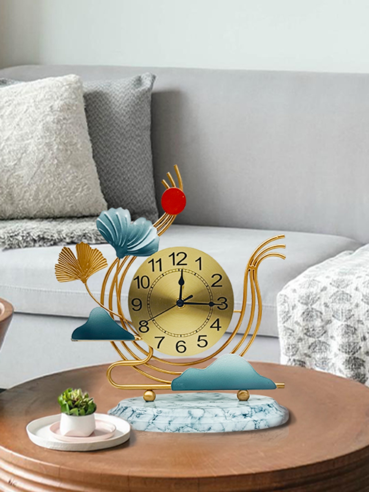 NORDIC LIGHT LUXURY TABLE CLOCK LIVING ROOM HOME DESKTOP CLOCK CREATIVE CLOCK ORNAMENTS FASHIONABLE HIGH-END HOME DECORATION DESK CLOCK
