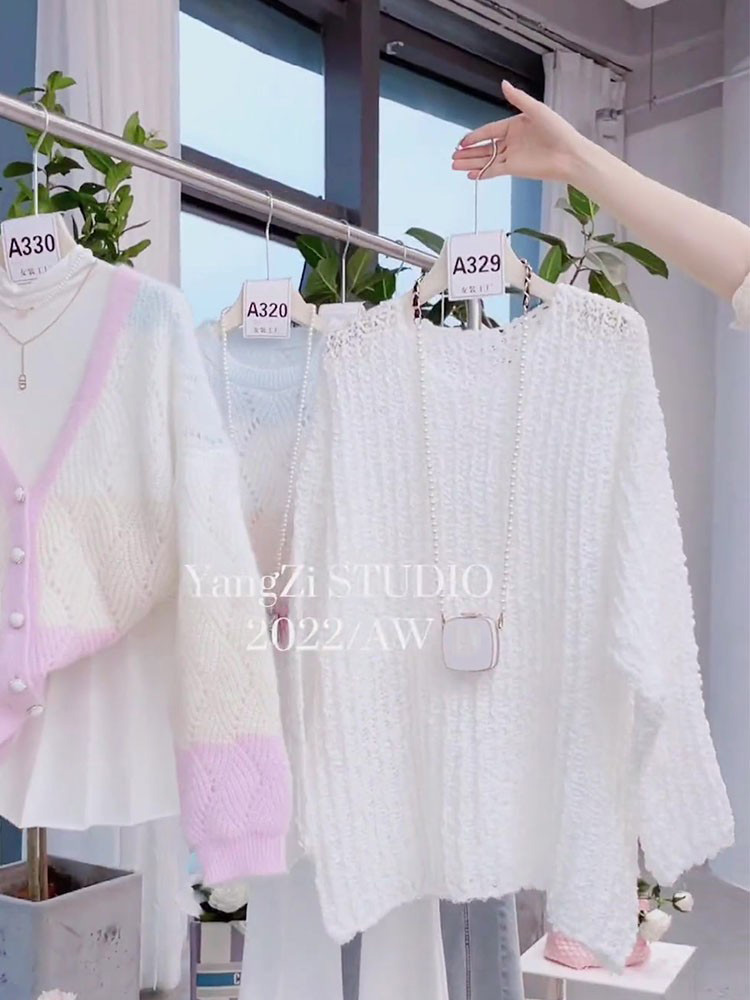 MILK WEAR SOFT WAXY SWEATER JAPANESE LAZY RETRO HIGH-END LOOSE WHITE KNIT SWEATER WOMENS EARLY AUTUMN
