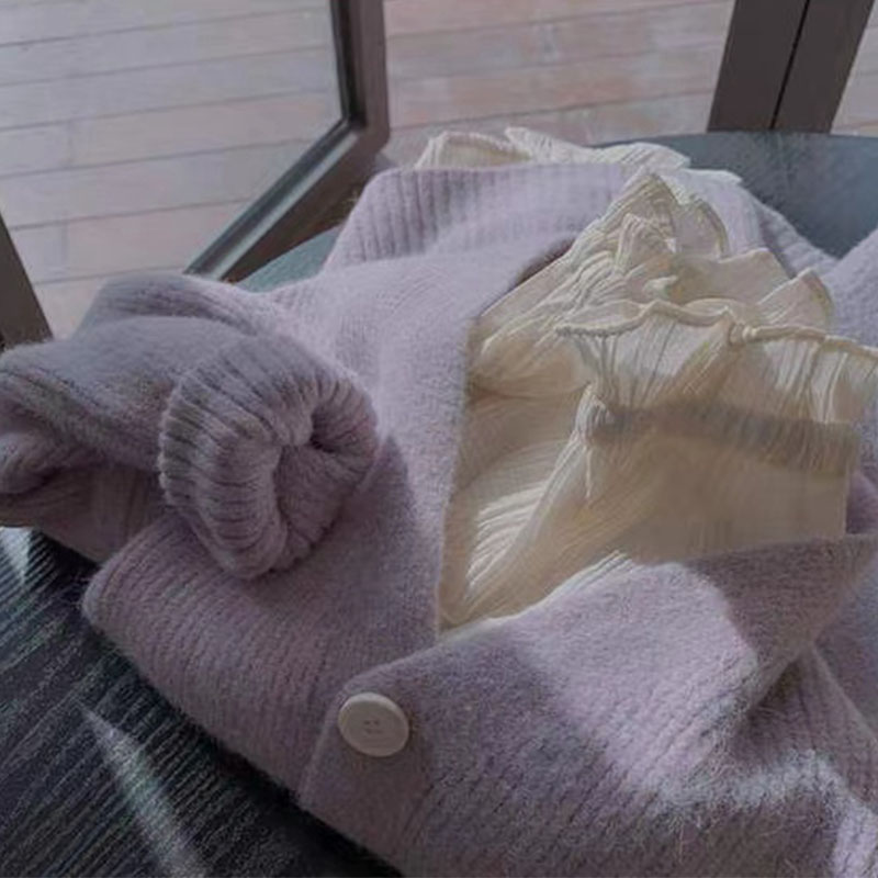 KOREAN STYLE WEAR CELEBRITIES ALSO LOVE THE SOFT AND GLUTINOUS DESIGN FRIED STREET MOHAIR PURPLE SWEATER LAZY SENSE OF LUXURY