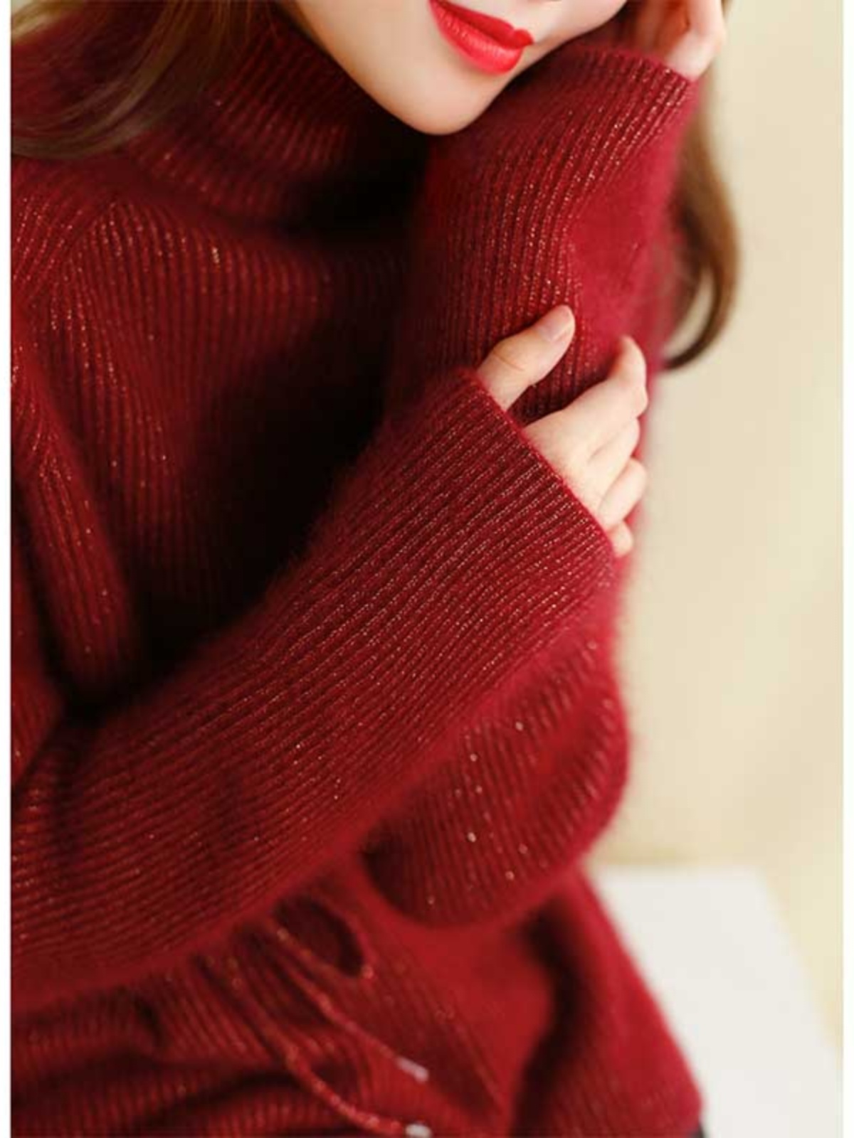 2024 NEW STARRY SKY RACCOON VELVET PREMIUM PURPLE GLOVE TURTLENECK SWEATER WOMENS WINTER BASE SHIRT COAT