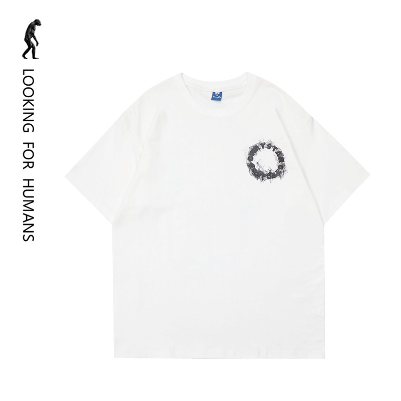 [LOOKING FOR HUMANS] 2024 TRENDY SUMMER NEW HIGH STREET BACK LETTERS FASHION BF LOOSE COUPLE