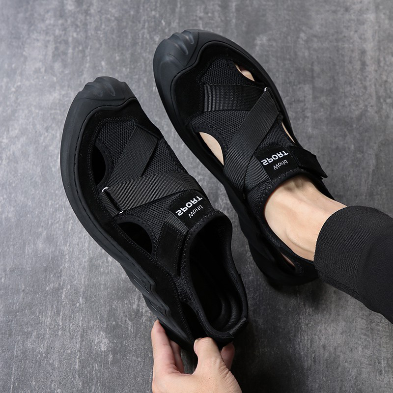 MENS SHOES 2024 NEW MENS CASUAL SANDALS TRENDY BEACH SHOES SUMMER WEAR BAOTOU VIETNAM BREATHABLE DRIVING SHOES