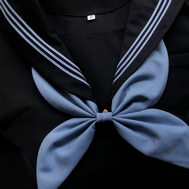 ORTHODOX BASIC BLUE THREE MAIN LINE JAPANESE JK UNIFORM LONG SLEEVE KANSAI PLACKET SAILOR SUIT MID WEAR PLEATED SKIRT SET