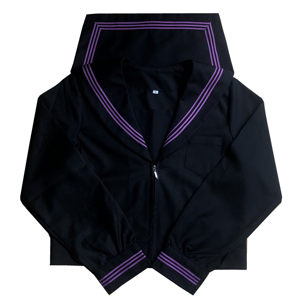 ORTHODOX BASIC PURPLE THREE MAIN LINE JAPAN JK UNIFORM LONG SLEEVE KANSAI PLACKET SAILOR SUIT MID WEAR PLEATED SKIRT SET