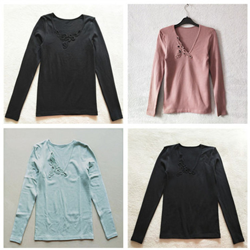WARM * YANG SERIES WOMENS WARM LONG-SLEEVED TOPS EMBROIDERED FLORAL COLLAR HEATING FIBER FABRIC BASE AUTUMN CLOTHES ARE ON