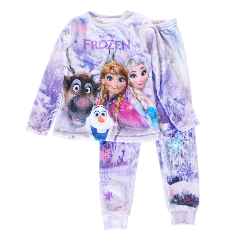 JAPANESE NEW CHILDRENS FLANNEL LOUNGEWEAR SET GIRLS FROZEN CARTOON PAJAMAS WARM CASUAL WEAR