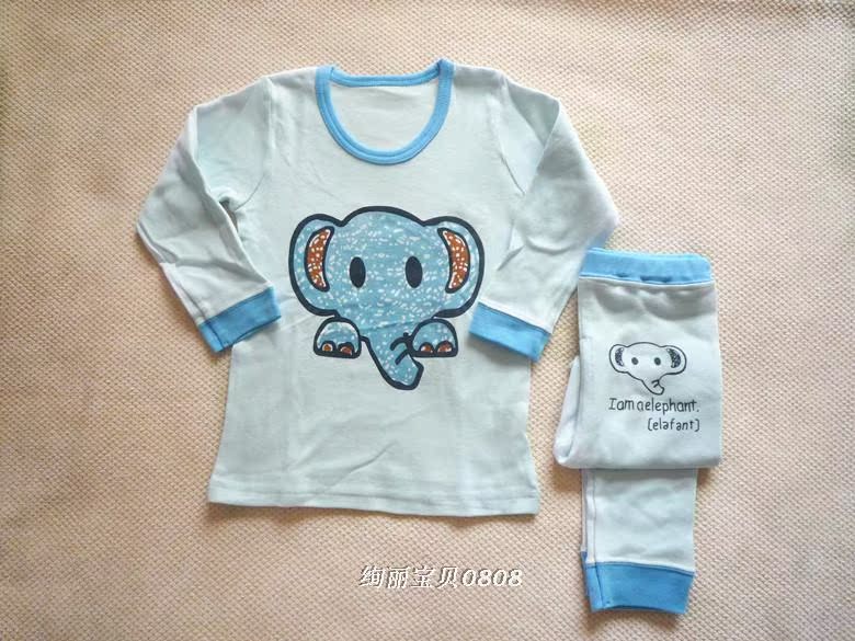 CHILDRENS UNDERWEAR BOYS AND GIRLS COTTON WOOL HOME CLOTHES PAJAMAS AUTUMN CLOTHES AND PANTS SETS COTTON WOOL CHILDRENS CLOTHES DUAL-PURPOSE CROTCH PANTS