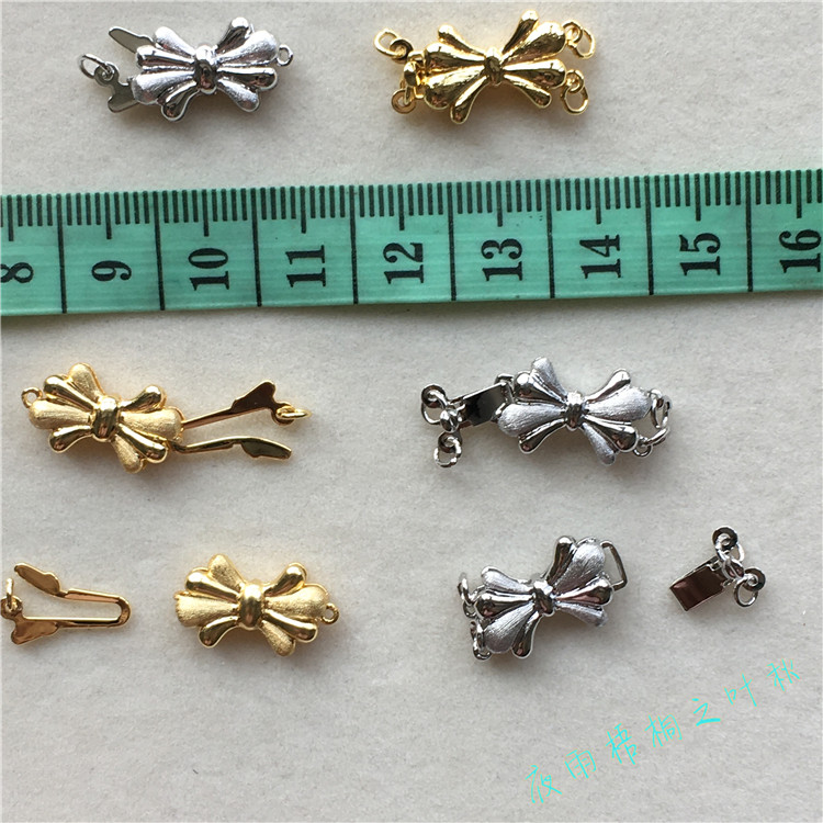 COPPER GOLD-PLATED FANCY SINGLE AND DOUBLE-BREASTED BOW BUCKLES PLUG AND PULL BUCKLES DIY HANDMADE JEWELRY MATERIAL ACCESSORIES