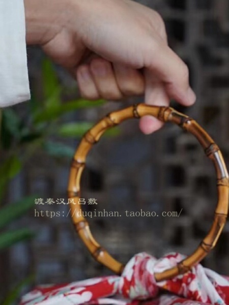 渡秦汉风吕敷配件竹圈竹节圈提手竹制挽手中秋节端午新年礼盒饰品