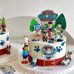 Dog Captain Internet Celebrity Cake Decoration Cartoon Cute Children's Boy Dog Birthday Baking Decoration Topper