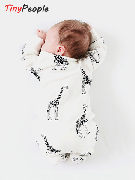 tinypeople婴幼儿包脚连体衣春秋可爱时髦小鹿印花宝宝开档外出服 — 5