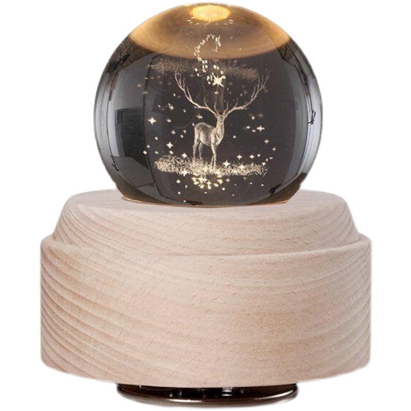 새시 크리스탈 볼 엘크 뮤직 박스 뮤직 박스 여자 친구와 남자 친구를위한 10 살 소녀 생일 소녀 선물
