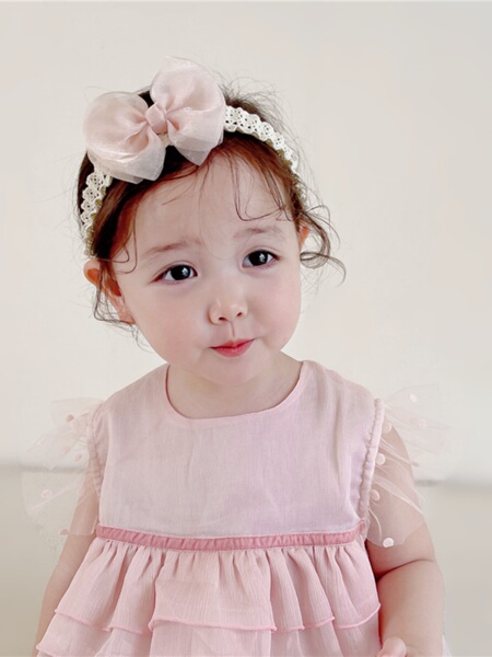 韩版夏季女宝宝蝴蝶结公主发饰婴幼儿超仙满月头花婴儿百天发带 — 2